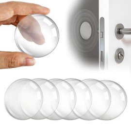 FAMLEAF 1.6" Wall Door Handle Stopper, 12PCS Clear Self Adhesive Wall Protector Rubber Door Bumpers, Solution for Stopping Damage from Doors Knobs, Shock Absorbent and Noise Reduction