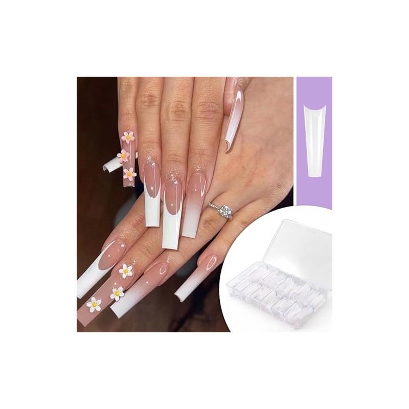 Nivofu 480 Piezas Uñas Postizas Largas y Transparentes, No C