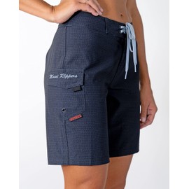 Maui Rippers Women’s 4-Way Stretch 9” Swim Shorts Boardshorts (Tapa Black, 16)