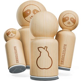 Pear Fruit Outline Rubber Stamp for Stamping Crafting Planners - 3/4 Inch Small