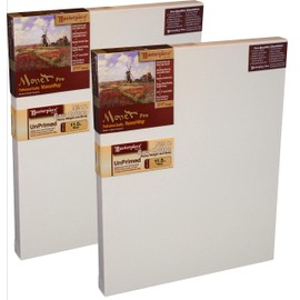 MASTERPIECE Z2MR-1212 Monet Pro 1.5" Deep Raw Unprimed Heavy Weight #12 Cotton 11.5 oz Stretched Canvas 12" x 12" Natural 2 Pack
