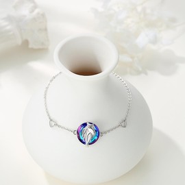 PARYFO Horse Bracelet for Girls 925 Sterling Silver Crystal Charm Horse Bracelet Adjustable Horse Jewellery Gifts for Women Girls Children, Sterling Silver