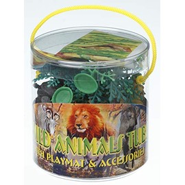 WARM FUZZY Toys Kids Tub of 7 Realistic Zoo Animals Figurines, 1 Tub & Playmat - Engaging Educational Playtime - Ultimate Fun & Learning Experience for Home or Classroom (Ages 3+)