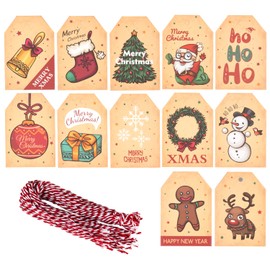Acooruiteng Gift Tags Kraft Paper Labels Gift Tags Kraft Paper Tags Gift Tags with String for Decoration Pack of 48