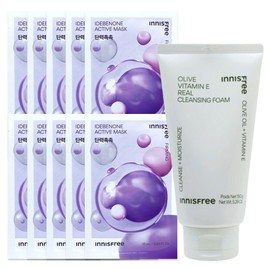 (10 sheets) Innisfree Active Mask Idebenone (elasticity and moisture) + Olive Vitamin E Real Cleansing Foam / (10매)이니스프리 액티브 마스크 이데베논 (탄력촉촉)+올리브 비타민 E 리얼 클렌징 폼
