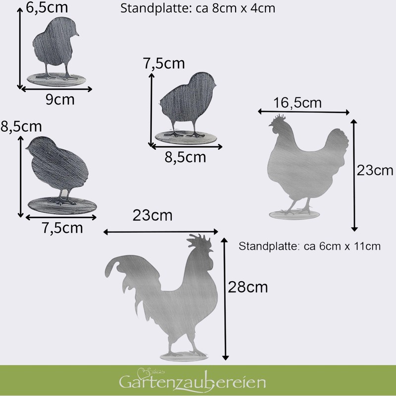 Storm's Gartenzaubereien Chicken Rooster Chickens Made of Metal – Shabby