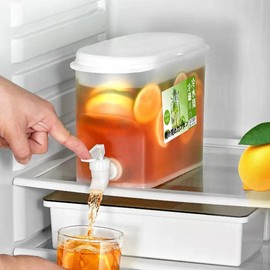 MSLing Plastic Beverage Dispenser with Spigot 3.5L Water Dispenser with Leakproof Tap Cold Water Kettle with Faucet in Refrigerator for Tea and Juice