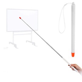 Telescopic Teachers Pointer,Teaching Pointer Stick for Classroom,Metal Hand Retractable Pointer Extended Length 47.2 Inch, Handheld Presenter Whiteboard Pointer (White)