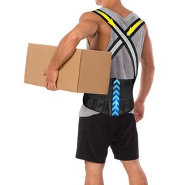 SERVOMASTER Back Brace Posture Corrector for Women and Men, Breathable Fabric Back Support with Removable Suspender, Adjustable Lumbar Support Belt Work Back Brace for Moving Construction