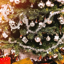 Bondelid Christmas Tree Ornaments - Shatterproof Decorations, Mixed (Matte, Glitter, Shiny, Mirrored, Pumpkin-shaped) Plastic Balls, 34 Ct, 1.57in/4cm (Silver)