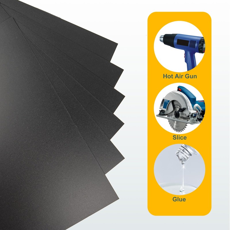 6 Pack Black Plastic Sheet 8x12x0.04 in Flexible High Tensile
