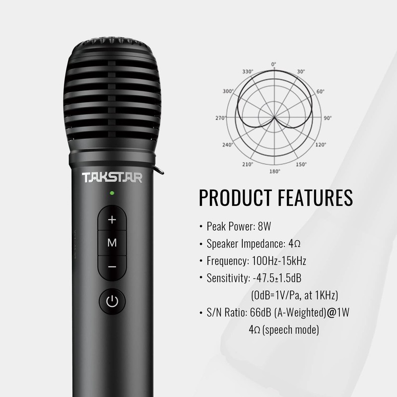 TAKSTAR 2-in-1 Bluetooth Wireless Microphone & Voice Amplifier, Portable Handheld