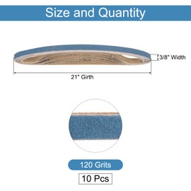 sourcing map 10pcs 3/8" x 21" Sanding Belts 120 Grits Zirconia Abrasive Belt Sander Paper Sanding Papers for Metal Alloy Wood Grinding Polishing, Blue