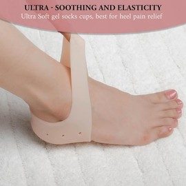 Wonder Care 3 Paar Fersenkissen aus Silikon, atmungsaktiv gegen Fersensporn, Fersenschutz Fersenkissen zur Linderung von Fersenschmerzen,Gelsocken zum Schutz trockener und rissiger Fersen, Anti-Rutsch