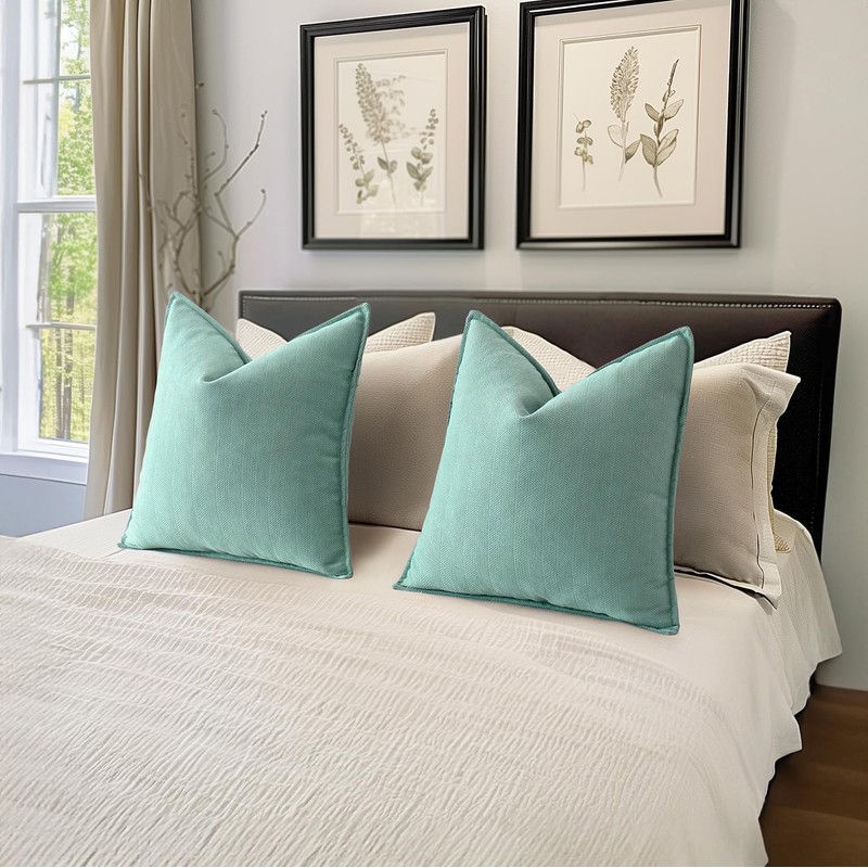 MIULEE Pack of 2 Aqua Green Decorative Pillow Covers 20x20