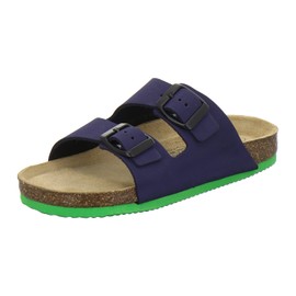 AFS-Schuhe 1100, Children's Leather Mules, Slippers for Nursery and Primary School, Marine nubuck