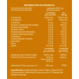Vitamina D3 K2 300 Capsulas Joycare Juliana Sin Sabor