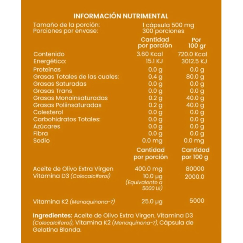 Vitamina D3 K2 300 Capsulas Joycare Juliana Sin Sabor