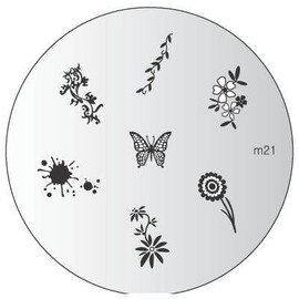 Konad Cute Nails Stamping Stencil m21 Flowers Butterfly Flowers