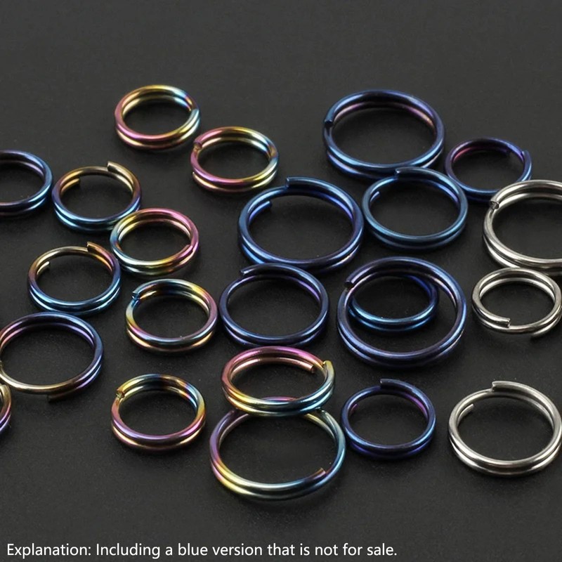 10Pcs Titanium Alloy Split Key Rings, Mini Keyrings Keychain, Bluing