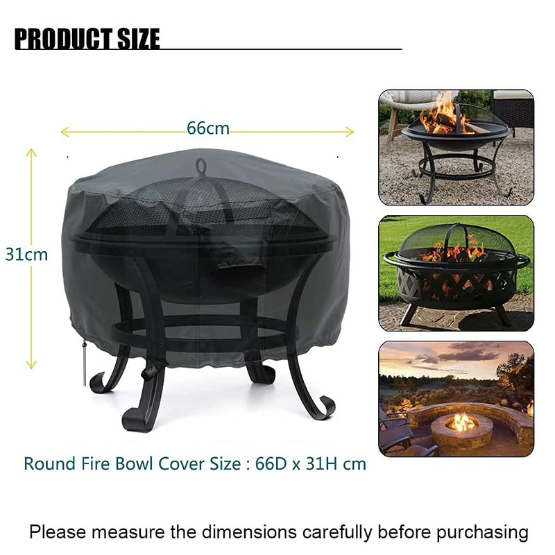 Iptienda Fire Pit Cover, Firepit Covers Waterproof Round Fireplace Cover