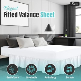 Egypto Plain Dyed Deep 𝐅𝐢𝐭𝐭𝐞𝐝 𝐕𝐚𝐥𝐚𝐧𝐜𝐞 Sheet King Size – Easy Care Soft & Durable Fitted Sheet with 30 cm Deep Frill – Breathable – Fit Over Mattress – Machine Washable (King Size,White)