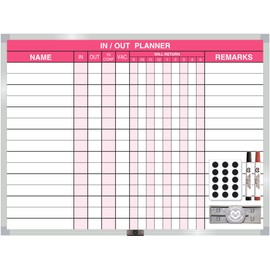 Magna Visual Magnetic Dry Erase in/Out Planner Kit (18" x 24" 15 Name, Pink)