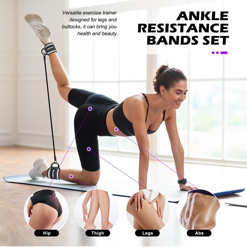 Knöchelbänder für Training, Widerstandsbänder mit Manschetten für Kickbacks Hüfte, Heim-Fitnessgeräte