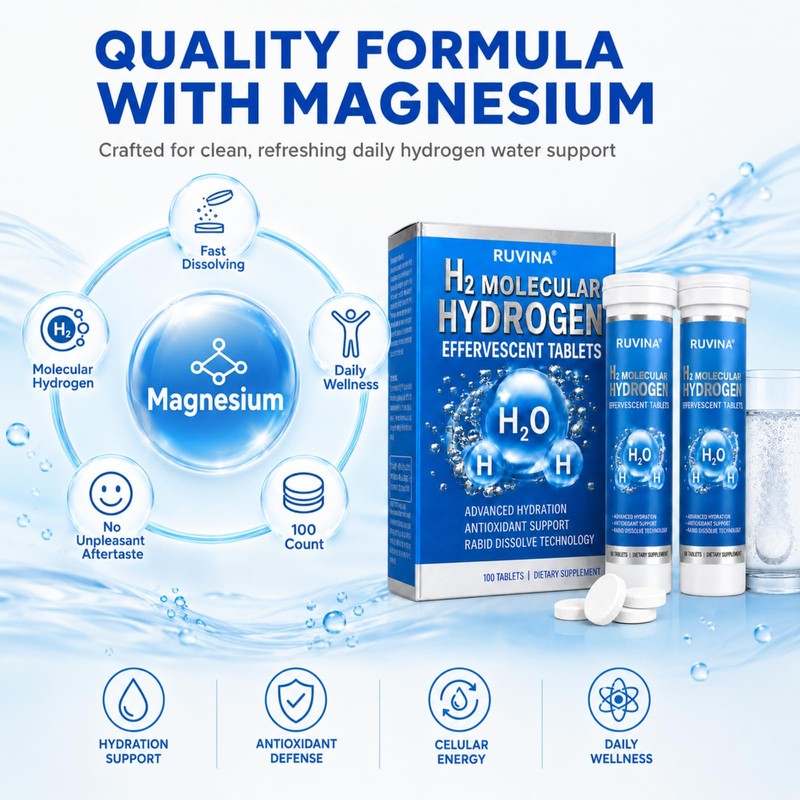 Molecular Hydrogen Tablets, 100 Pcs Hydrogen Water Tablets, Lemon Raspberry