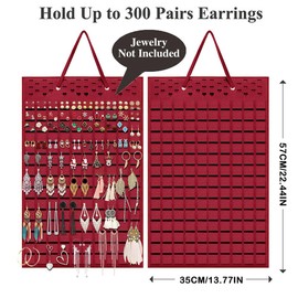 Ritte Hanging Jewellery Organiser Foldable Jewellery Stand Jewellery Organiser for Hanging Earring Hanging Storage for Women and Girls, Holds up to 300 Pairs (White)