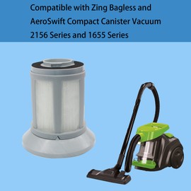 Aolleteau Filter Compatible with Bissell Zing Bagless 1665 and AeroSwift Compact 2156 Canister Vacuums Models 2156A, 2156E, 21562, 1665W, 1665, 16652, Compare to Part# 1613056 (2 Pack)