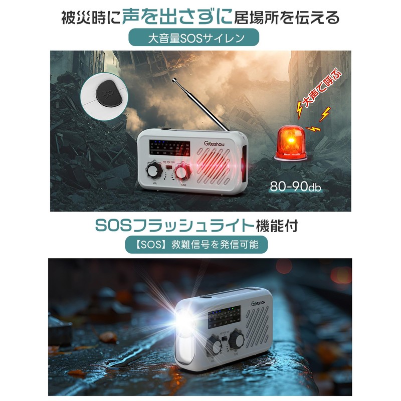 【Disaster Prevention Safety Association Recommended Certified Product】Greeshow Disaster Radio, Multi-functional