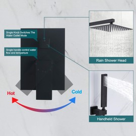 BANGPU 2 Way Shower Valve Dual Function Pressure Balance Valves Wall Mounted Shower Diverter Valves Brass Shower Handle Valve with External Threads, Matte Black