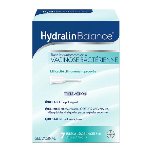 HydralinBalance Gel vaginal Dispositif médical - Vaginose bactérienne -Elimine les odeurs vaginales - Restaure la flore vaginale - Usage unique 7x5ml
