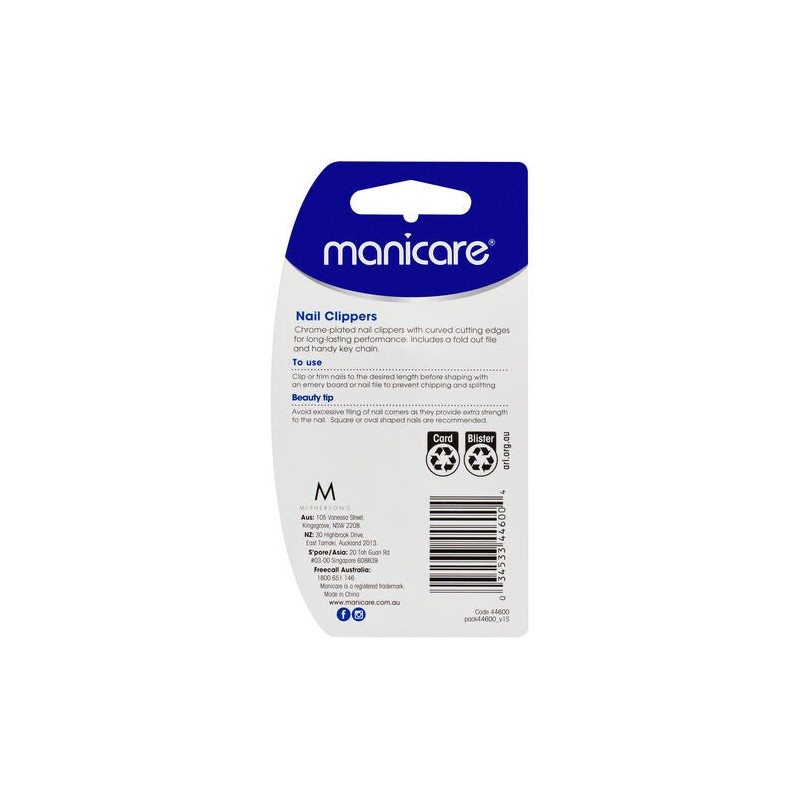 Manicare Nail Clippers With Nail File and Key Chain