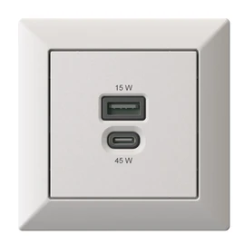 Flush-Mounted USB Charging Station, USB-C 45 Watt + USB-A 15 Watt Charger, Matte White