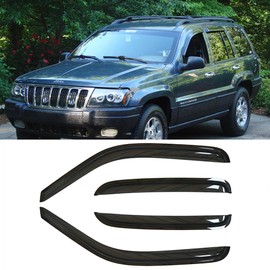STARTSHIP 94650 Side Window Visors Wind Vent Deflector,4pcs Outside Mount Tape-On Nice Sun Rain Guards Set for 1999-2004 Jeep Grand Cherokee