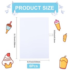 SOFPLATE 6Pcs Shrink Film Sheets White Shrink Paper Bulk 11.7 x 8.3 Inch Large Rectangle Plastic Sanded Duplex Printing Paper Sheets for Craft Art Jewellery Keychains Necklace Earrings Inkjet Printer
