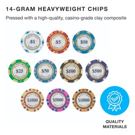 Brybelly Monte Carlo Premium Poker Chips Heavyweight 14-Gram Clay Composite - Pack of 50 ($25 Green)
