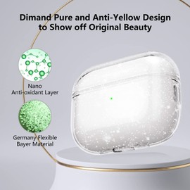 Aircawin for Airpods Pro 2 Case Clear Glitter,Soft TPU Clear Case for Airpods Pro 2nd Generation Case Cover,Full Protective Transparent Shockproof Drop -proof Case with Strap for Airpods Pro 2-Glitter
