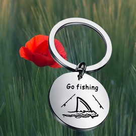 Love You Dad Keychain Father's Day Gift Go Fishing Key Ring (go fishing)