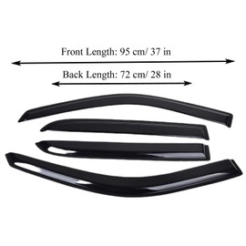 Fits for RAM 1500 Crew CAB 2009-2018 Smoke Window Visor Set - Sun, Rain, and Vent Protection, 4-Pieces Tape-On Window Deflector Guard Kit