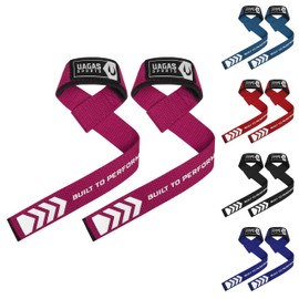 Weight Lifting Straps with Wrist Support – Non Slip Gym Wrist Straps Wraps – 6MM Neoprene Padded Power Strap - Weightlifting Fitness Bodybuilding Workout –Deadlift Straps (Pink)