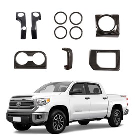 Fit for Toyot@ Tundra 2014-2021 Car Center Console Decoration Kit Include Center Console Air Outlet Cover Side Air Conditioning Vent Ring Armrest Cup Holder Cover Gear Shift Panel Frame Accessories