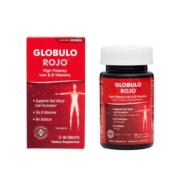 De La Cruz Globulo Rojo Multivitamin with High Potency Vitamin C, Zinc & 6 B Vitamins for Men and Women, 60 Tablets (1 Pack)