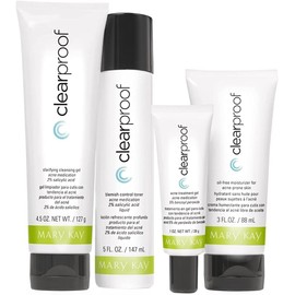 Set de Tratamiento de Acné de 4 Pasos Clear Skin – Limpiador, Tónico, Gel para Acné y Hidratante Libre de Aceite para Piel Grasa y Prone al Acné