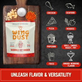 Kosmos Q Nashville Hot Chicken Seasoning Wing Dust, Savory & Spicy Chicken Seasoning For Wings, Fries, Popcorn, Dips, Crackers & More, Dry Rub Dust With Classic Nashville Heat And Buttery Kick, 5 Oz