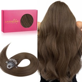 WENNALIFE Microlink Hair Extensions Human Hair, 50g 50s 24 Inch Light Ash Brown Remy Hair Microbead Micro Link Microloop Microring Invisible Straight Natural Fusion Installation