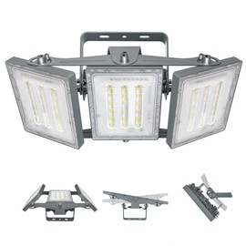 STASUN LED Flood Light Outdoor, 150W 15000lm 3000K Daylight White IP66 Waterproof, Commercial Parking Lot Light,3 Heads for Yard Street Stadium House Floodlight Bright Security Lights for Outdoor Area