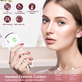 Eyelash Curler & Eyebrow Hair Trimmers Kit, Rechargeable 5s Fast Heat up Eyelash Curler, Portable Electric Eyebrow Razor for face Fingers Legs Mouth, Quick Safe Beauty Kit